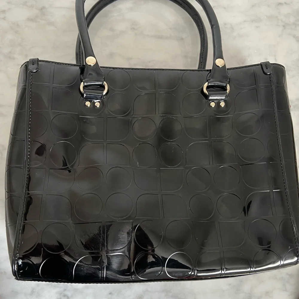 Kate Spade Wellesley Quinn Black Patent Satchel Embossed Ace of ♠️ & NWT wallet